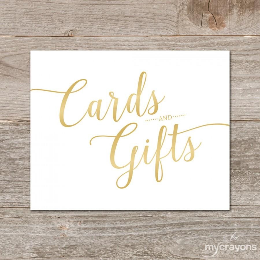 Gradient Gold Cards And Gifts Sign // Printable Wedding Card Sign - Cards Sign Free Printable
