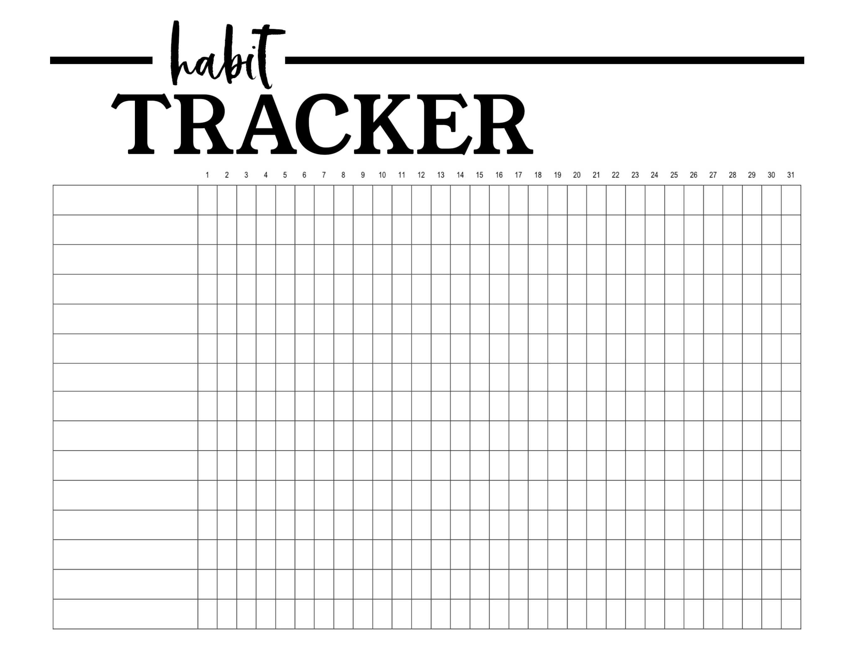 Habit Tracker Printable Planner Template - Paper Trail Design - Free Printable Habit Tracker