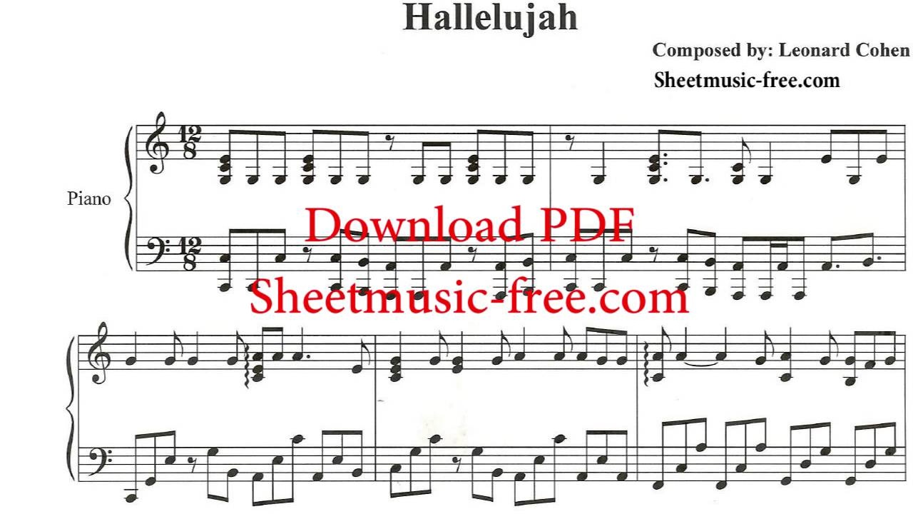 Hallelujah Piano Sheet Music Leonard Cohen - Youtube - Free Printable Piano Sheet Music For Hallelujah By Leonard Cohen