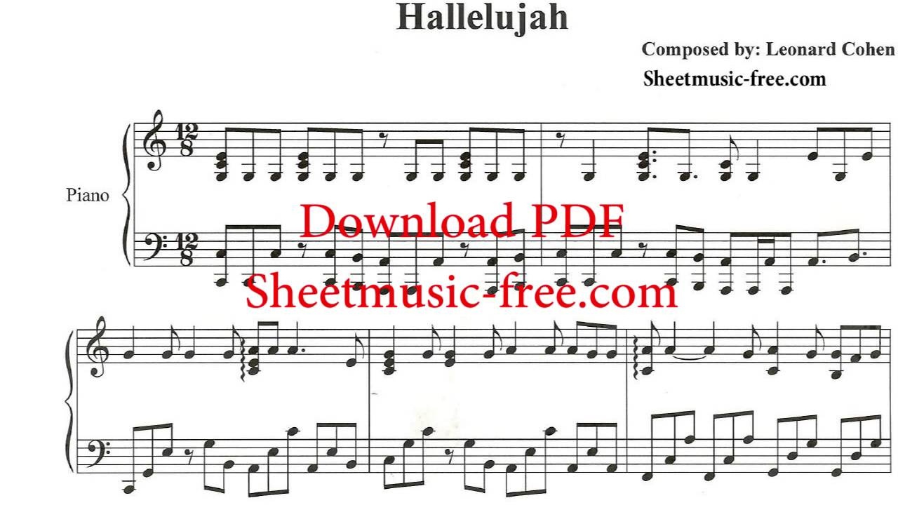 Hallelujah Piano Sheet Music Leonard Cohen - Youtube - Hallelujah Sheet Music Piano Free Printable