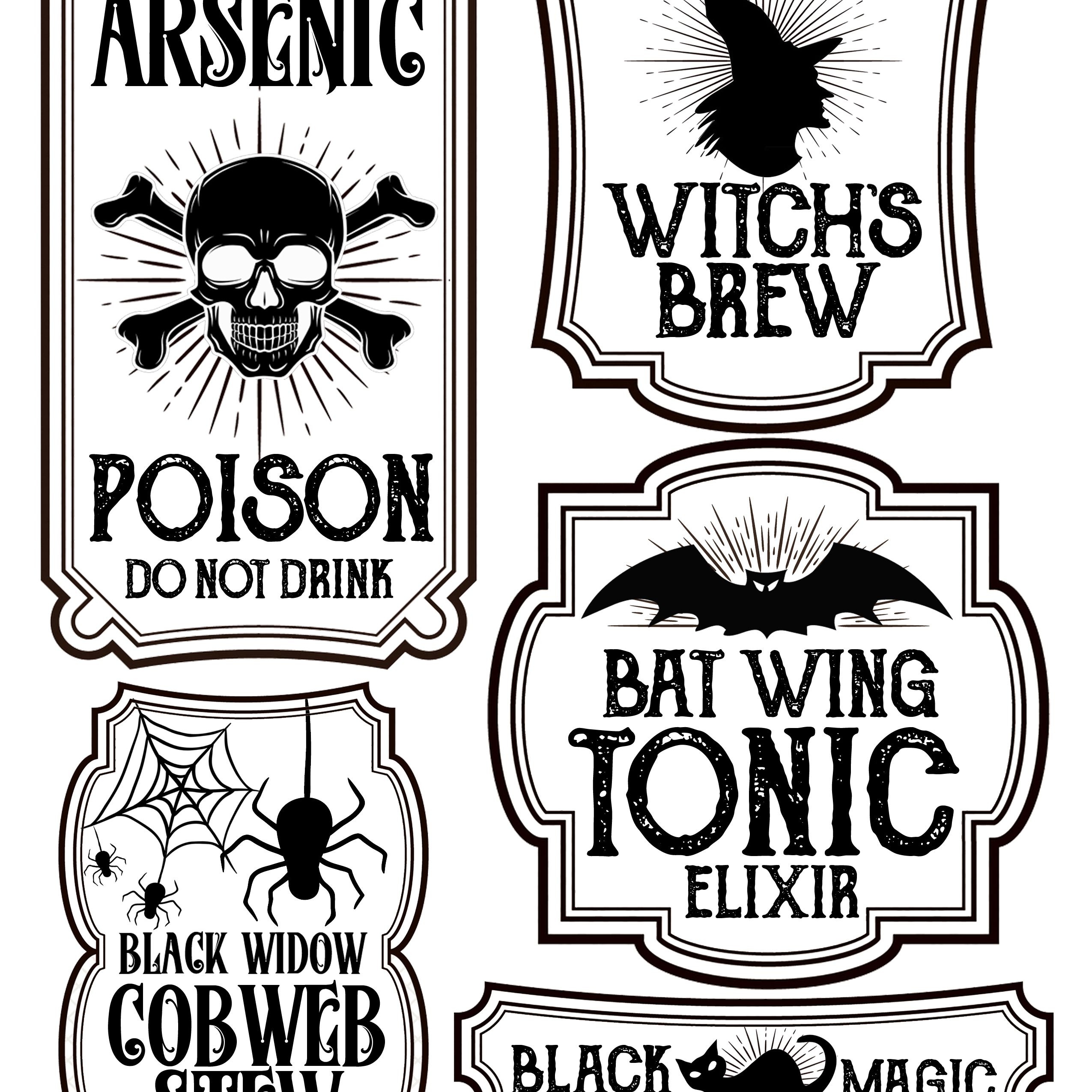 Halloween Bottle Labels - Free Printables - Potions Labels | Art - Free Printable Halloween Bottle Labels