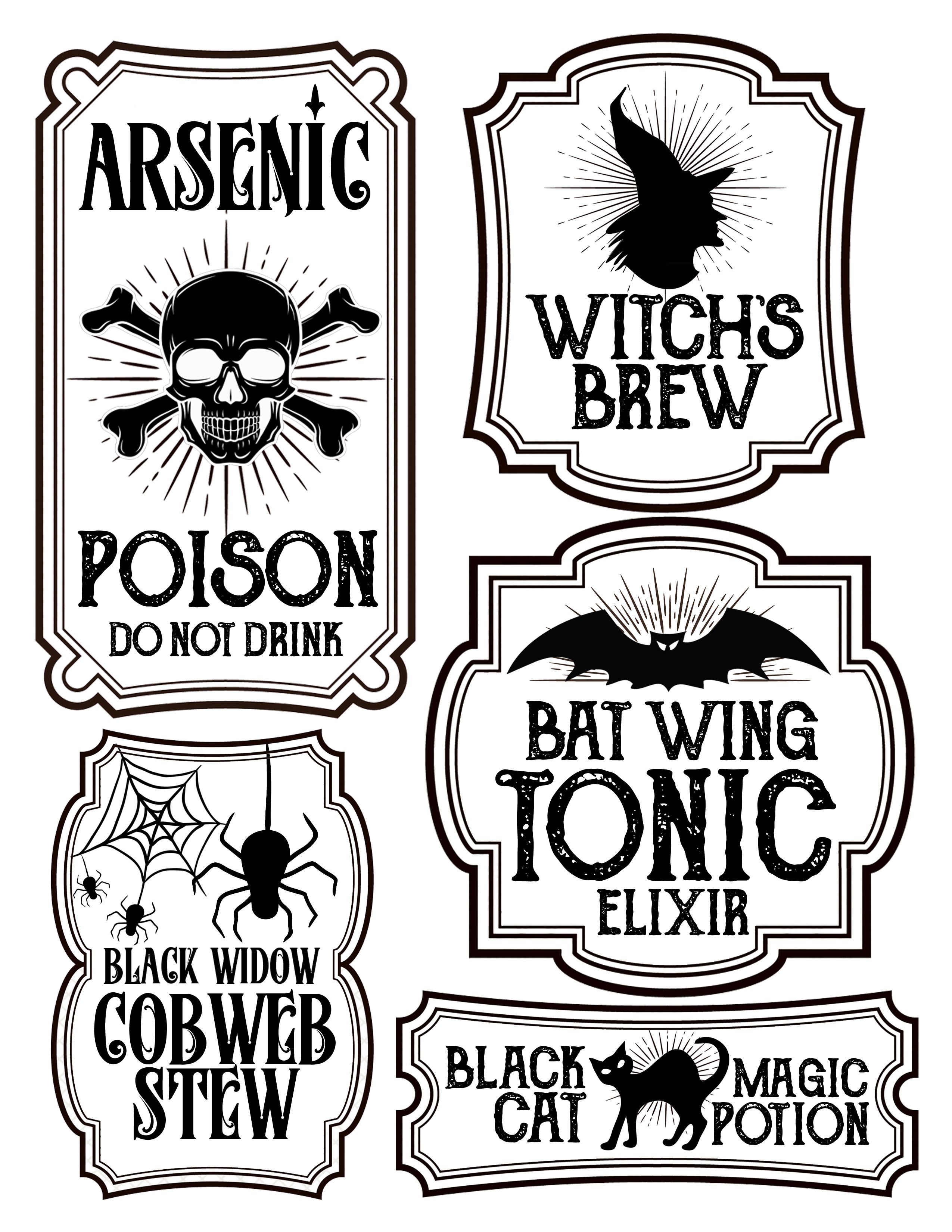 Free Printable Halloween Labels - Potions - The Graphics Fairy