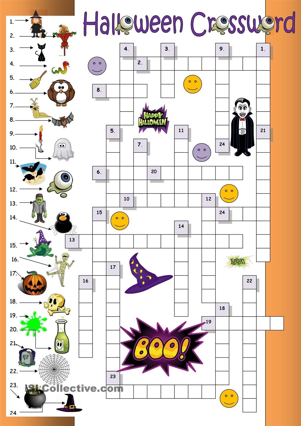 Halloween Crossword Printable Free Free Printable