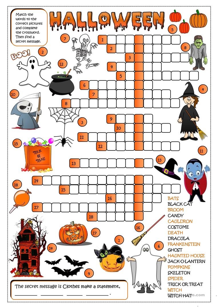 Halloween - Crossword Worksheet - Free Esl Printable Worksheets Made - Halloween Crossword Printable Free