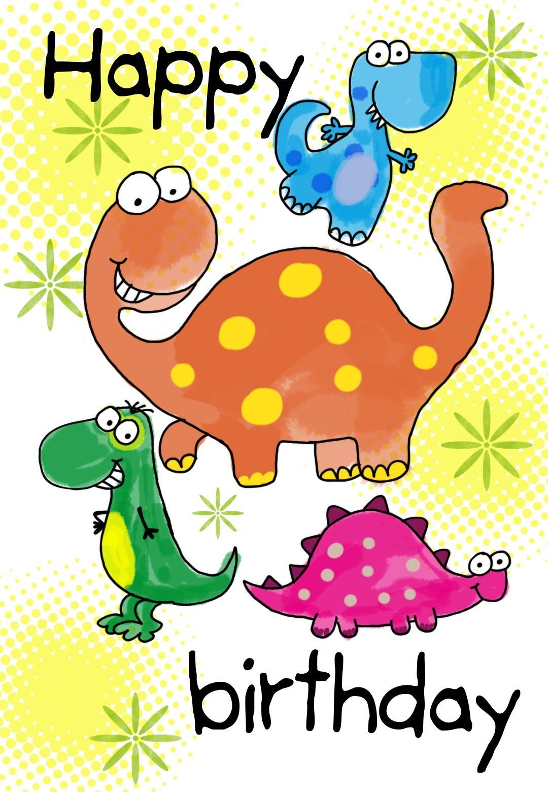 Happy Birthday Dinosaurs - Free Printable Birthday Card | Greetings - Free Printable Kids Birthday Cards Boys