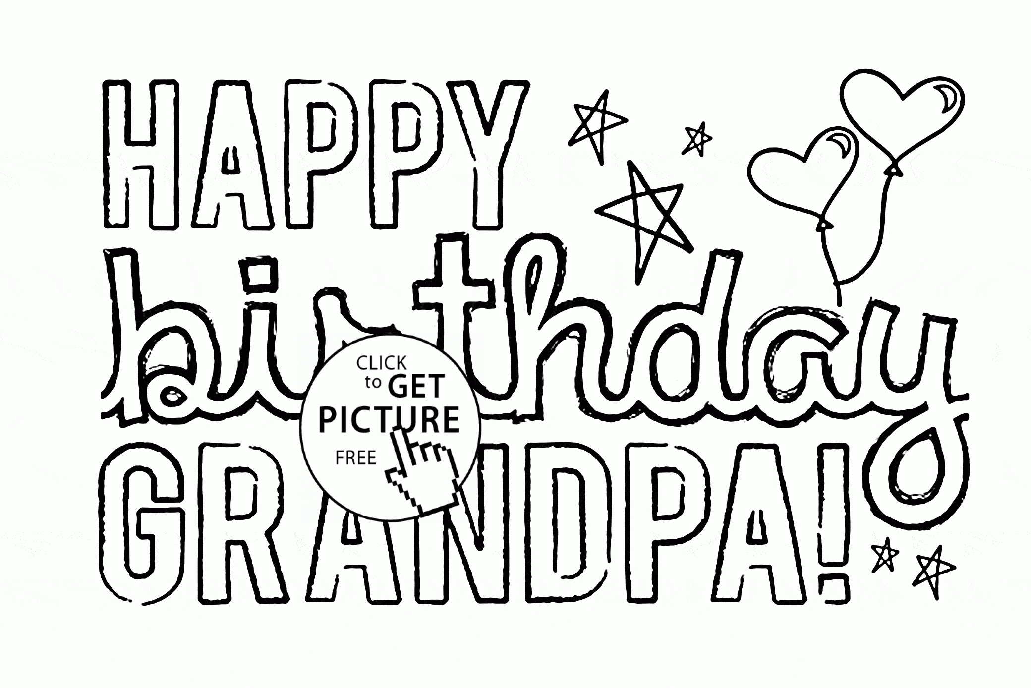 Happy Birthday Grandpa Coloring Page For Kids, Holiday Coloring - Free Printable Happy Birthday Cards For Dad