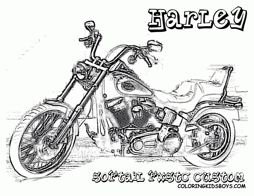 Harley-29-Softail-Fxstc-Custom-Coloring-Pages-Book-For-Kids - Free Printable Harley Davidson Coloring Pages