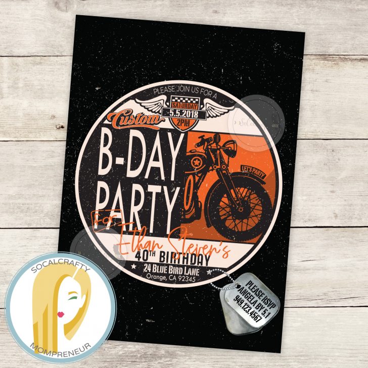 Free Printable Harley Davidson Birthday Invitations