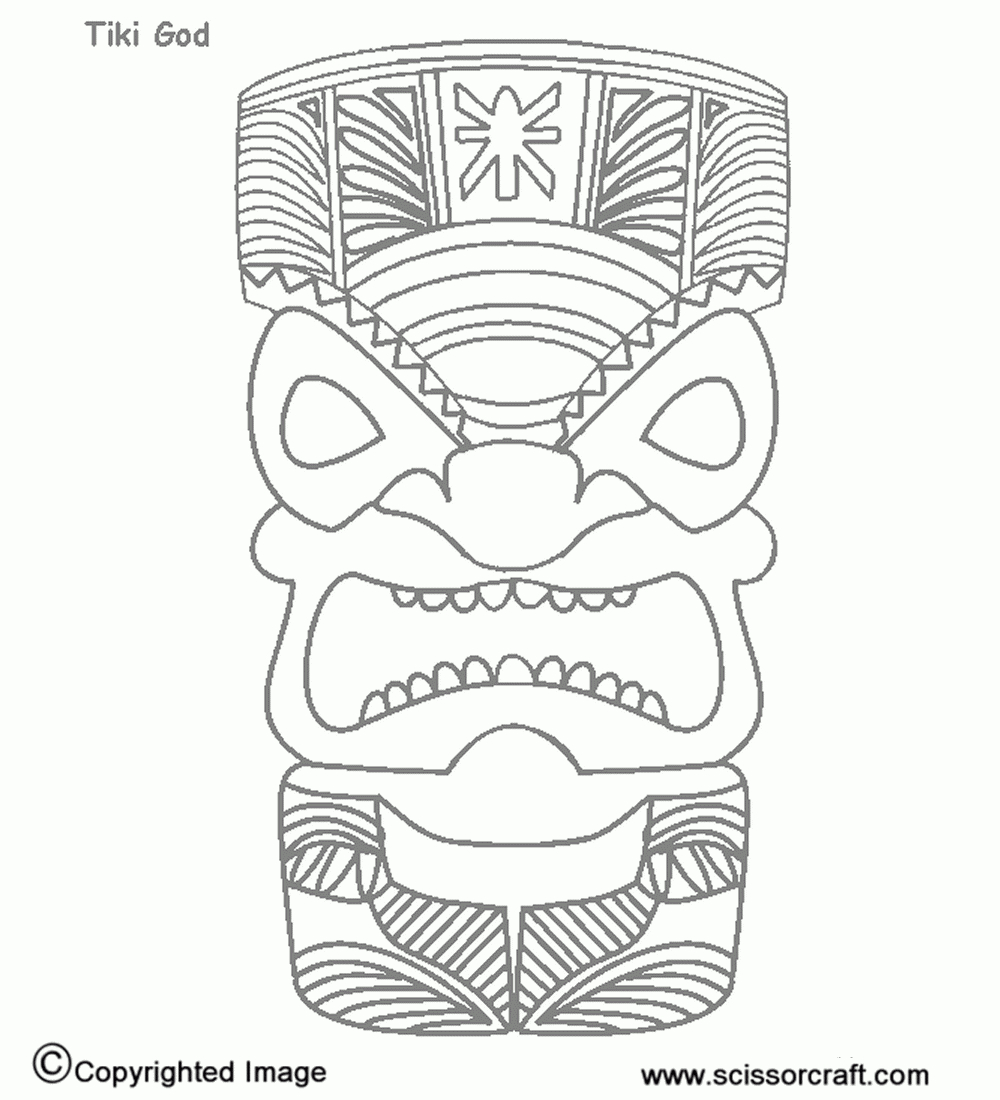 Hawaiian Tiki Mask Coloring Pages Printable | Tiki Masks | Hawaiian - Tiki Coloring Pages Free Printables