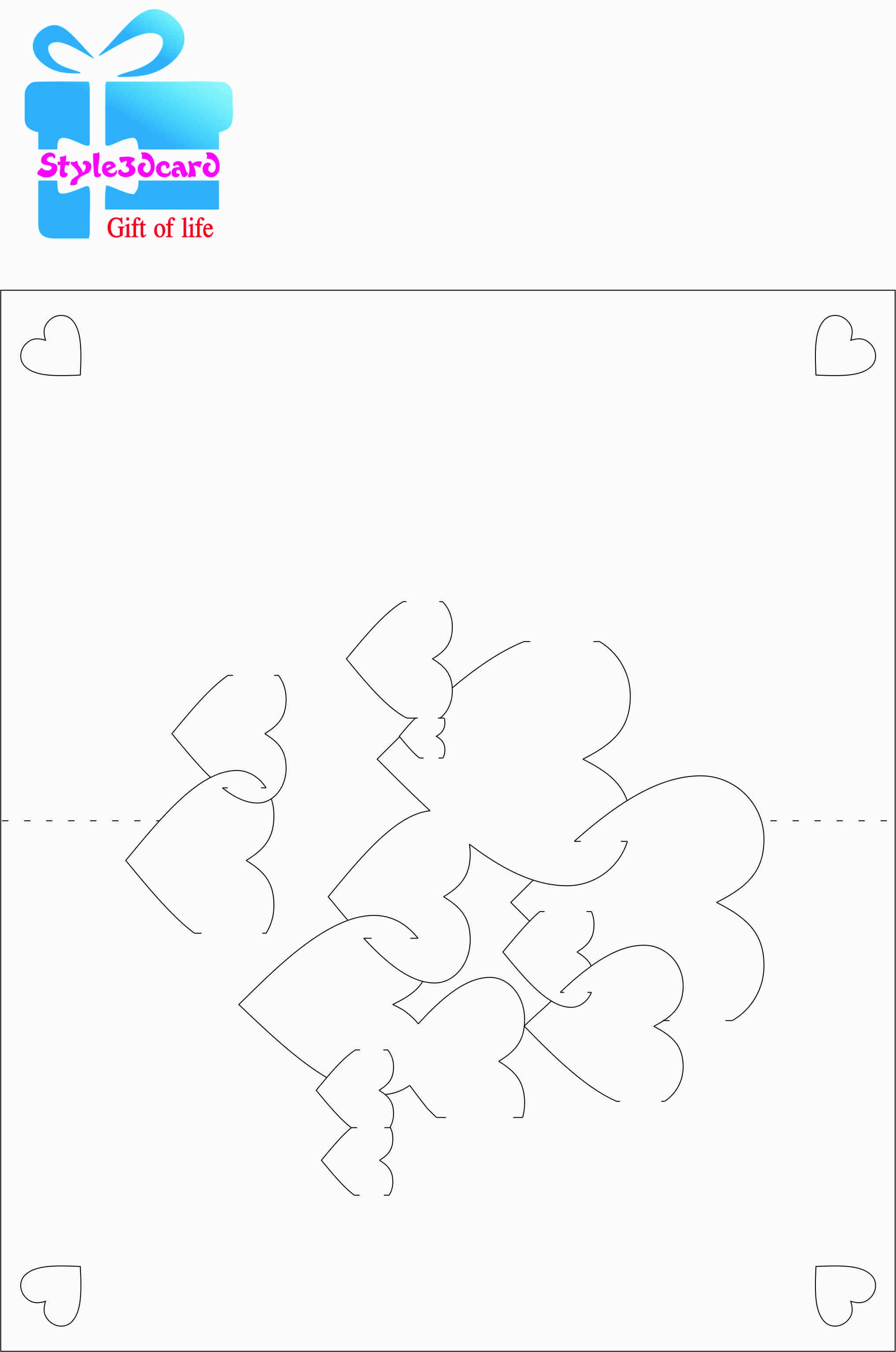 Heart - 3D Pop-Up Card Pattern/sample/template | Pop-Up I Kirigami - Kirigami Free Printable Patterns