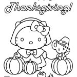 Hello Kitty Happy Thanksgiving Coloring Page | Free Printable   Free Printable Coloring Sheets Thanksgiving