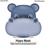 Hippopotamus Mask Hippo Mask Printable Mask Instant | Etsy   Free Printable Hippo Mask