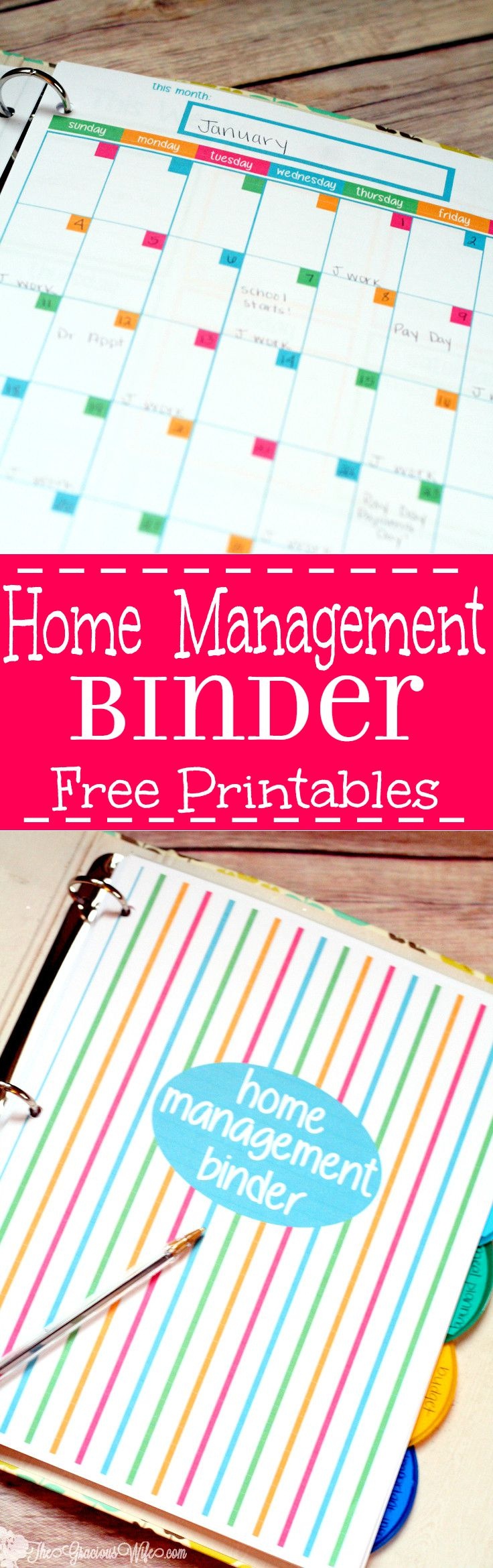 Home Management Binder - Free Printables | The Gracious Wife - Home Management Binder Free Printables 2018