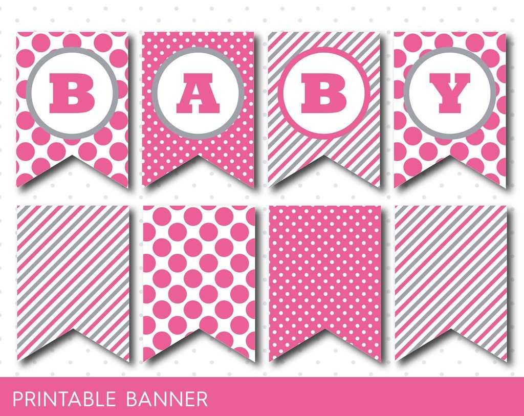 Hot Pink Banner, Party Banner, Birthday Banner, Baby Shower Banner - Free Printable Pink Banner