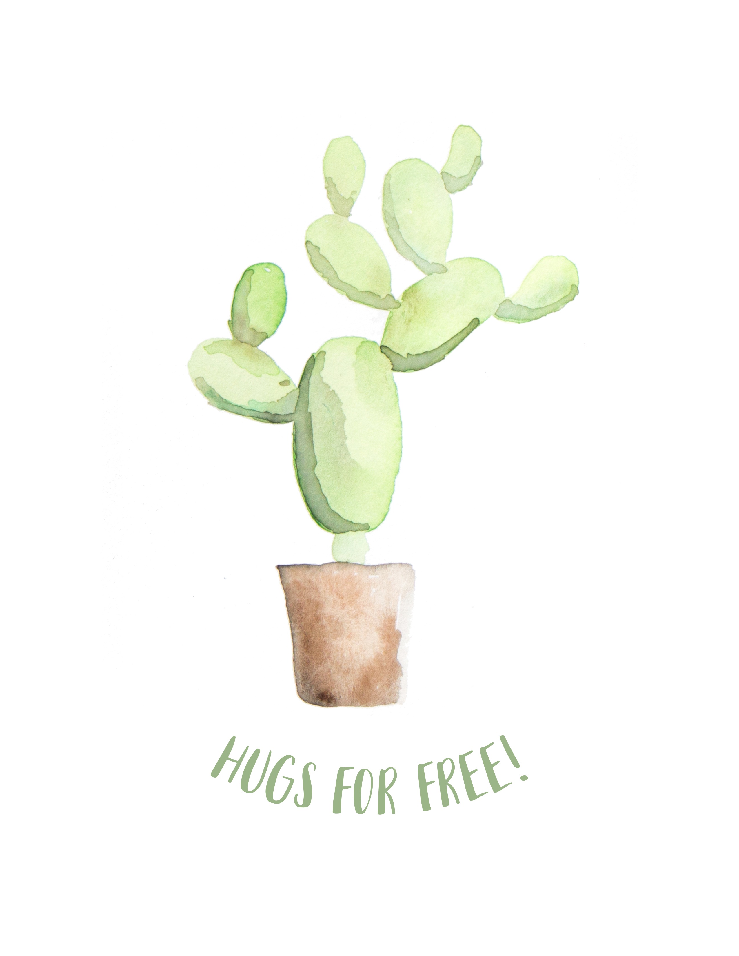 Hugs For Free! Cactus Wall Art Printable – Sustain My Craft Habit - Free Cactus Printable