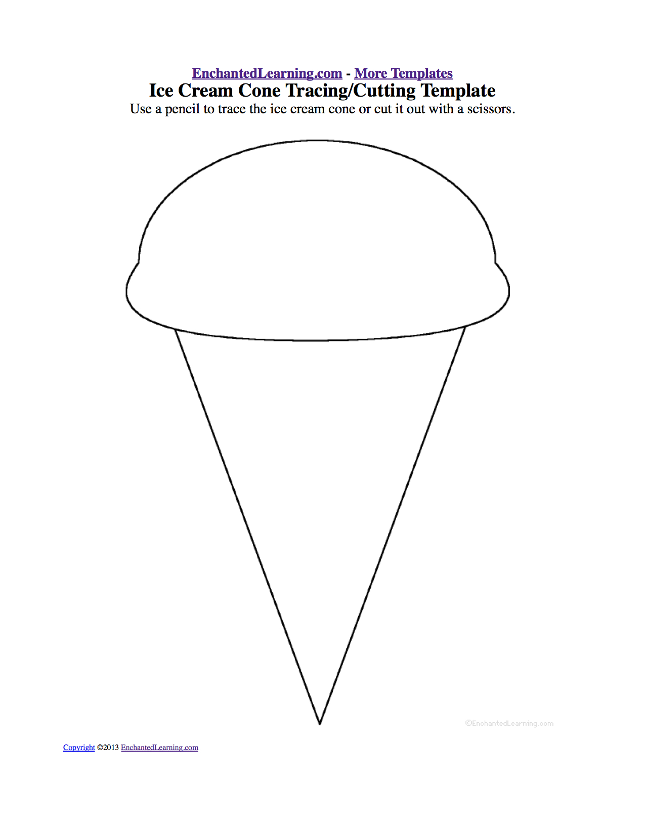 Ice Cream Theme Page At Enchantedlearning - Ice Cream Cone Template Free Printable