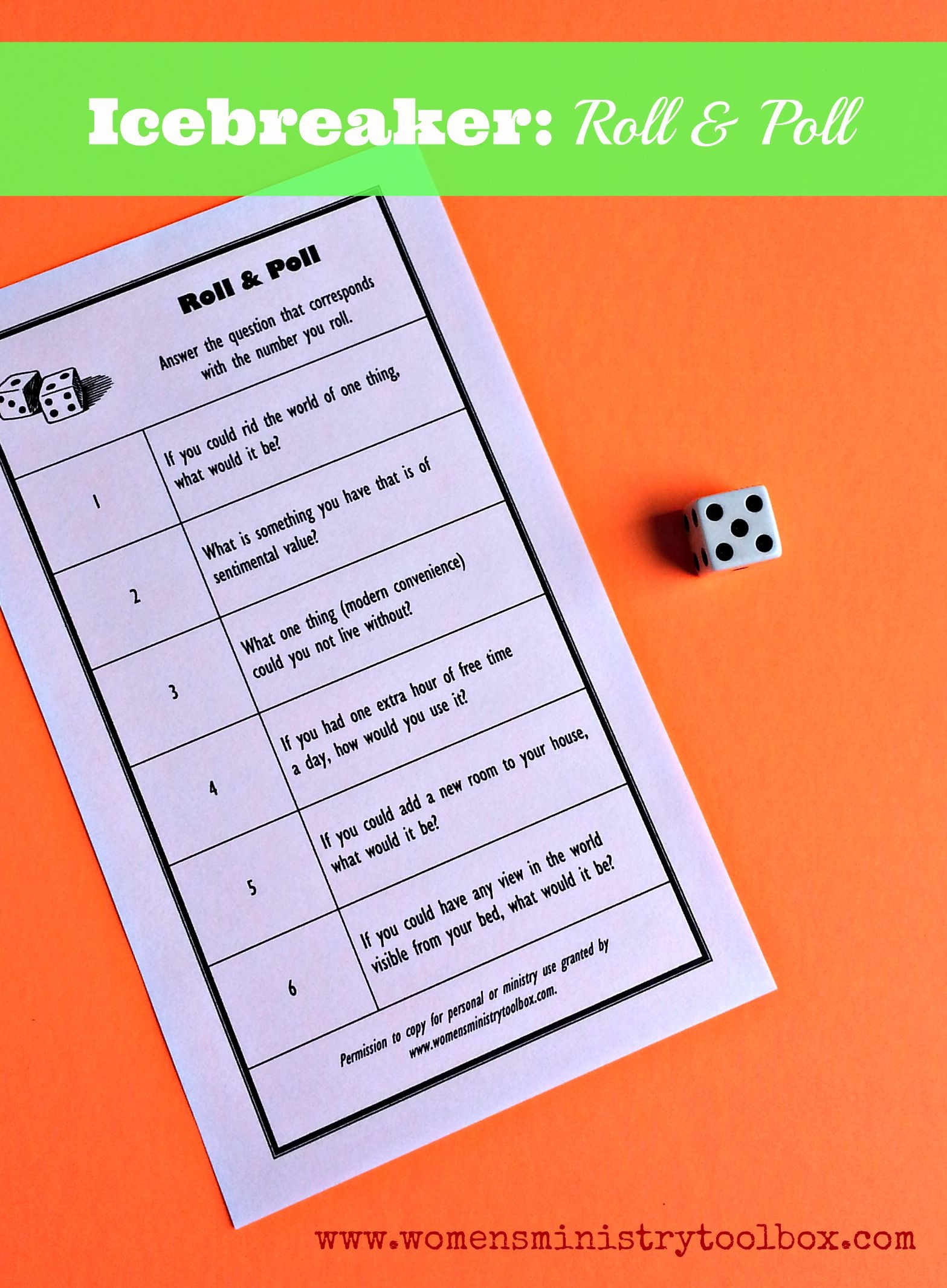 Icebreaker Game: Roll &amp; Poll (Free Printable | Real Moms | Ice - Free Printable Group Games