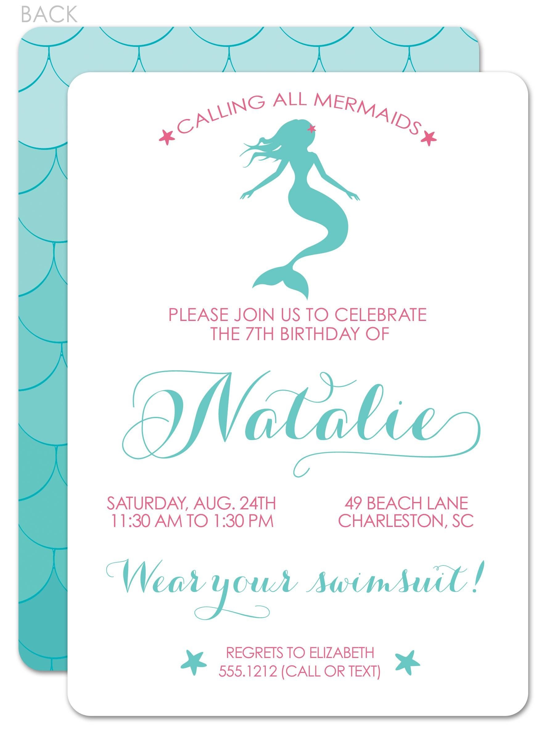 Image Result For Free Printable Mermaid Party Invitations | Lily - Free Printable Mermaid Invitations