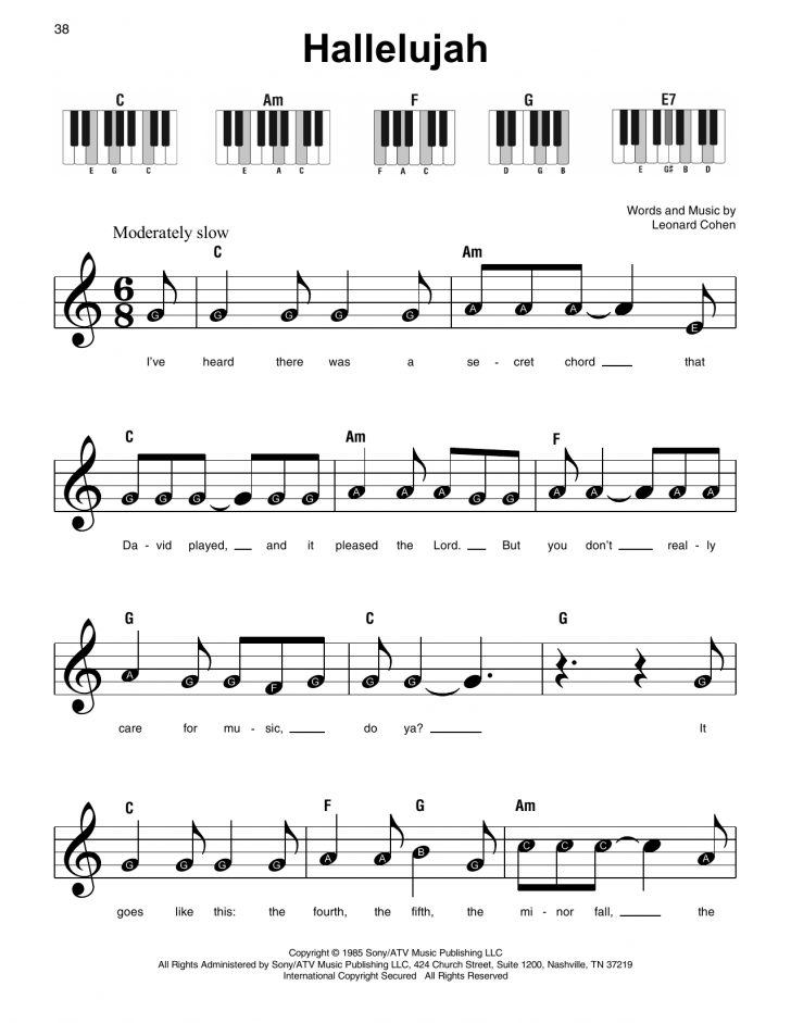 Hallelujah Sheet Music Piano Free Printable
