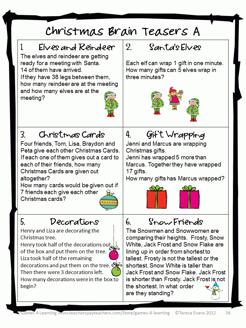 Christmas Carol Puzzles The Button Down Mind Free Printable Holiday Brain Teasers Free 