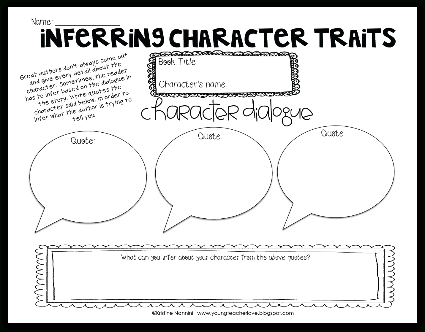 Free Printable Character Traits Graphic Organizer Free Printable