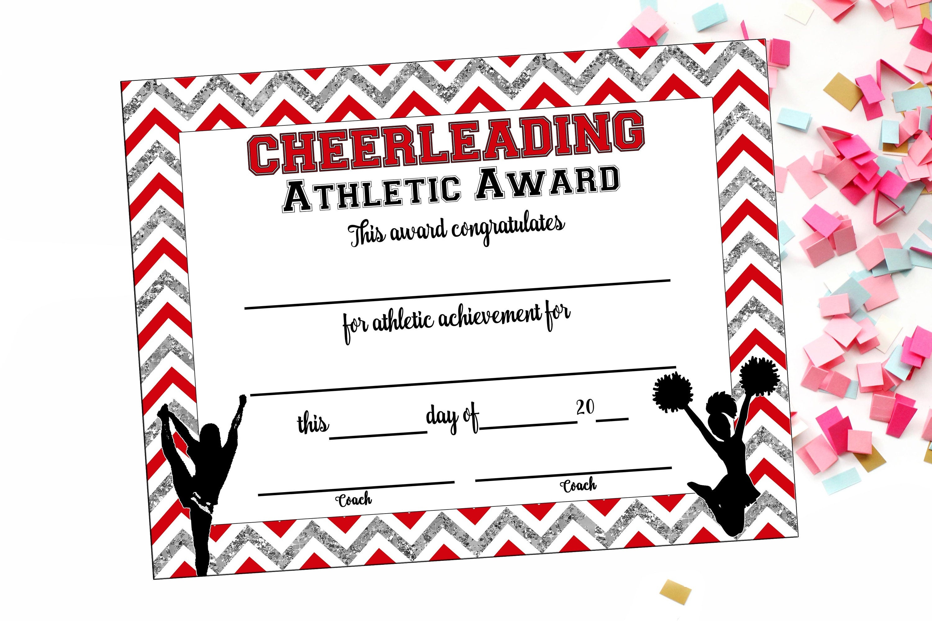 Instant Download Cheerleading Certificate Cheerleading | Etsy - Free Printable Cheerleader Certificates