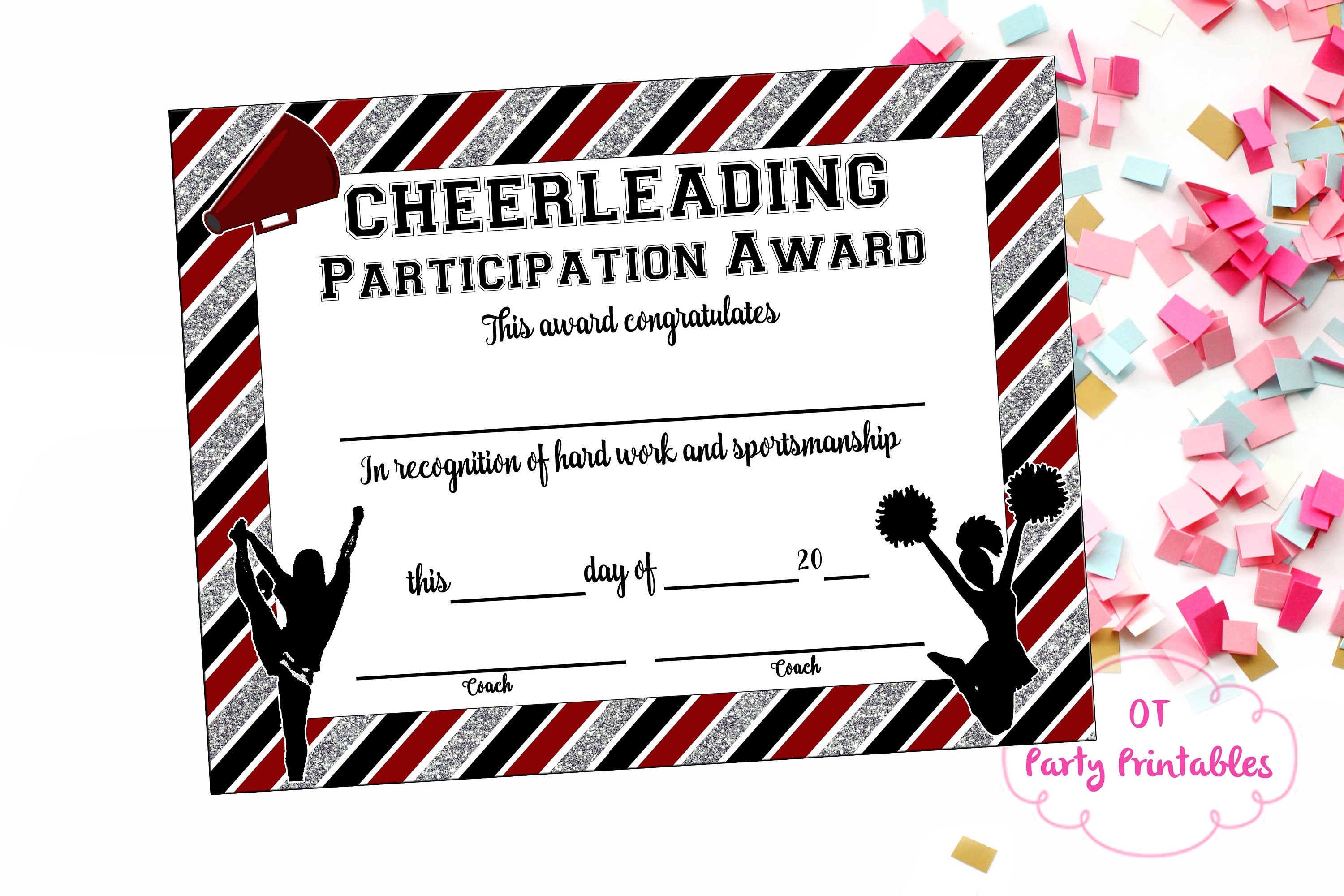 Instant Download Cheerleading Certificate Cheerleading | Etsy - Free Printable Cheerleader Certificates