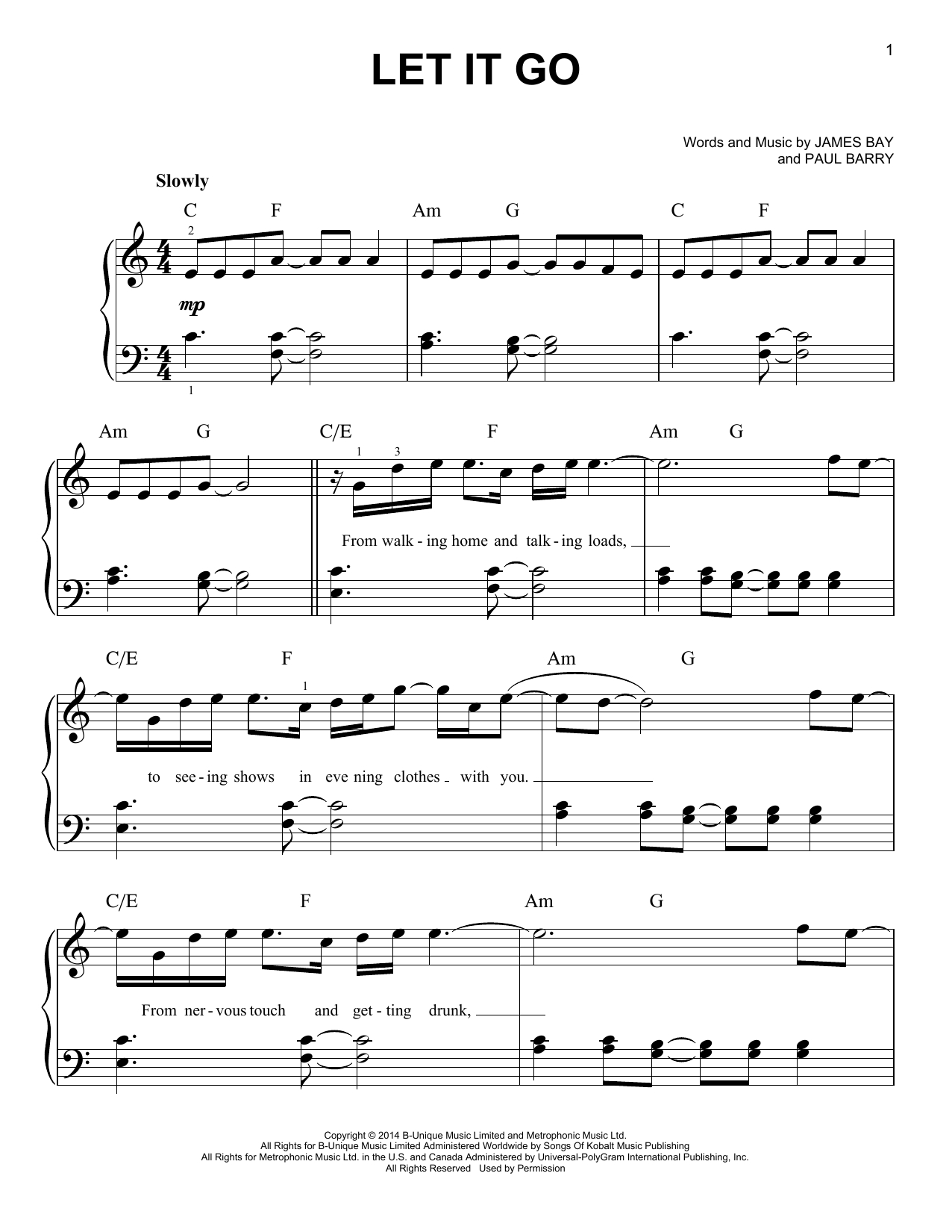 James Bay Let It Go Sheet Music Notes, Chords In 2019 | Piano - Let It Go Piano Sheet Music Free Printable