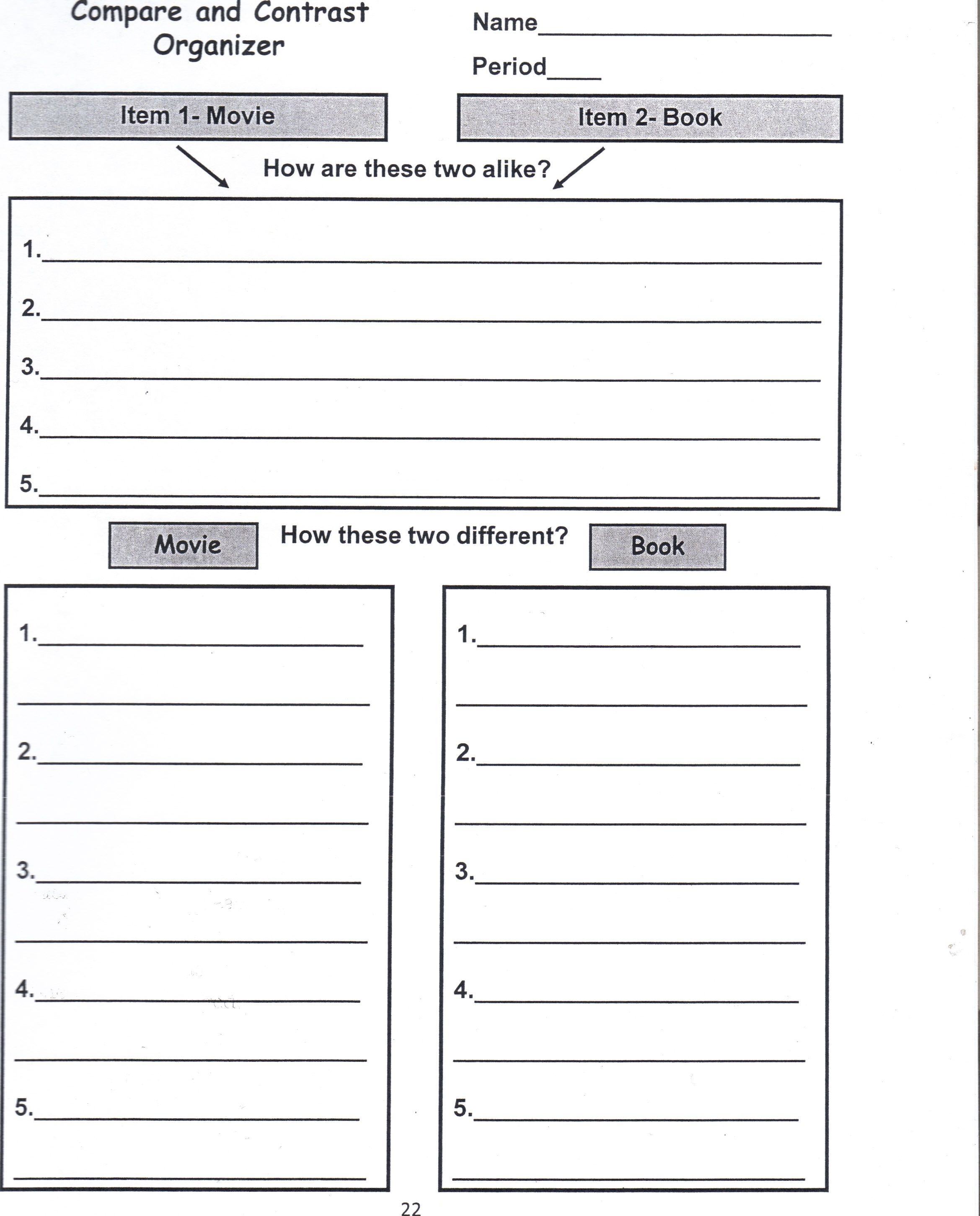 Free Printable Compare And Contrast Graphic Organizer Free Printable