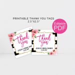 Kate Thank You Tags Template Diy Floral Thank You Tag Kate | Etsy   Free Printable Favor Tags For Bridal Shower
