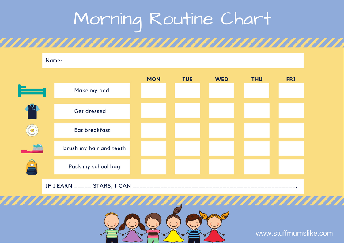 Kids Morning Routine Checklist- With Free Printable - Stuff Mums Like - Free Printable Morning Routine Chart