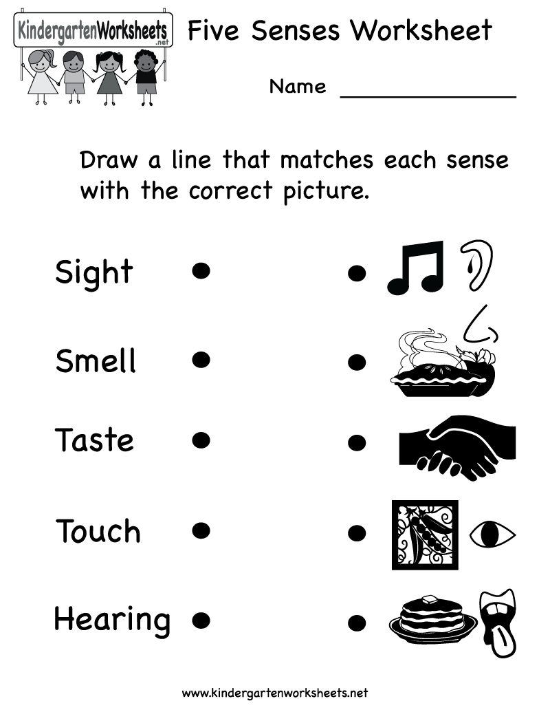 Kindergarten Five Senses Worksheet Printable | Teaching Ideas | Five - Free Printable Worksheets Kindergarten Five Senses