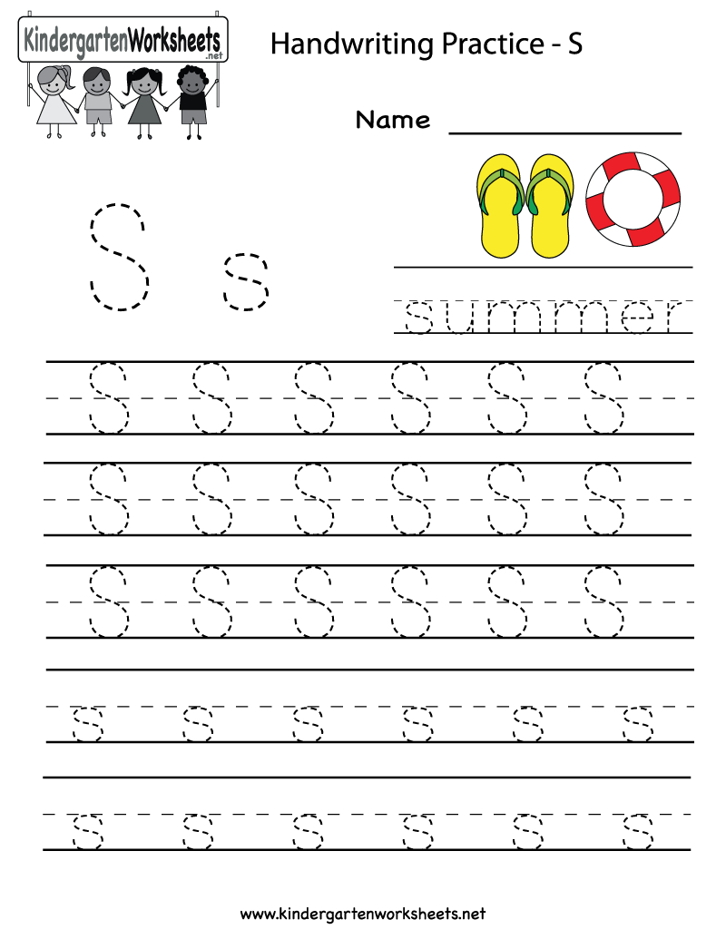 Kindergarten Letter S Writing Practice Worksheet Printable | G - Free Printable Handwriting Sheets For Kindergarten