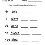 Kindergarten Spanish Number Worksheet Printable | Teaching Spanish   Free Printable Elementary Spanish Worksheets