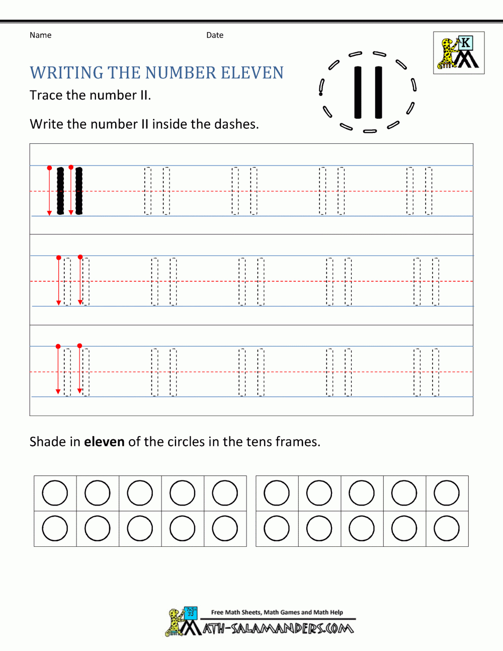 Kindergarten Writing Worksheets - Numbers To 11 To 20 - Free Printable Writing Pages