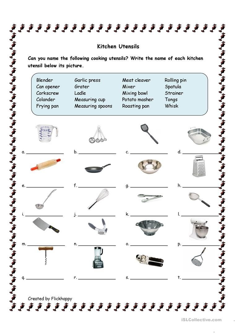 Kitchen Utensils Worksheet - Free Esl Printable Worksheets Made - Free Printable Home Economics Worksheets