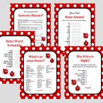 Ladybug Printable Baby Shower Games In 2019 | Baby Shower Ladybug   Free Printable Mickey Mouse Baby Shower Games