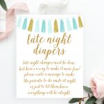 Late Night Diapers Game Sign 8X10 Printable Baby Shower | Etsy   Late Night Diaper Sign Free Printable