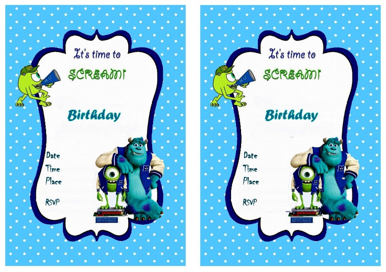 Latest Of Monster Birthday Party Invitations Free Free Printable The - Free Printable Monsters Inc Birthday Invitations