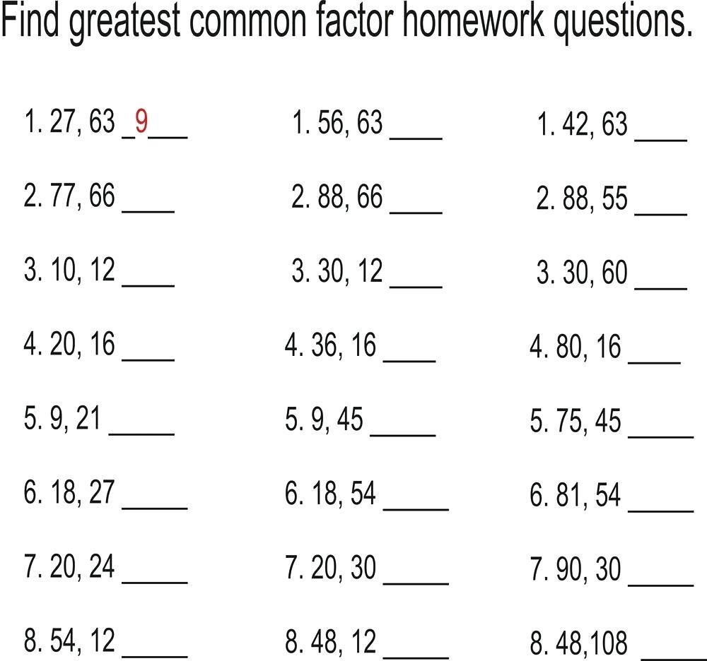 Gcf And Lcm Worksheet Grade 4 Greatest Common Factor Least Common Least Common Multiple