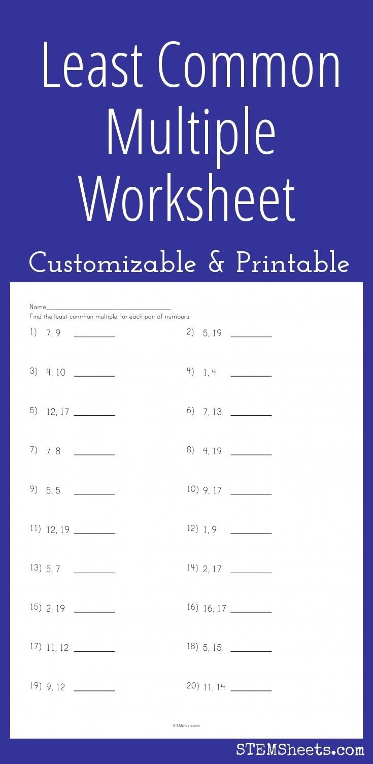 Least Common Multiple Printable Worksheets