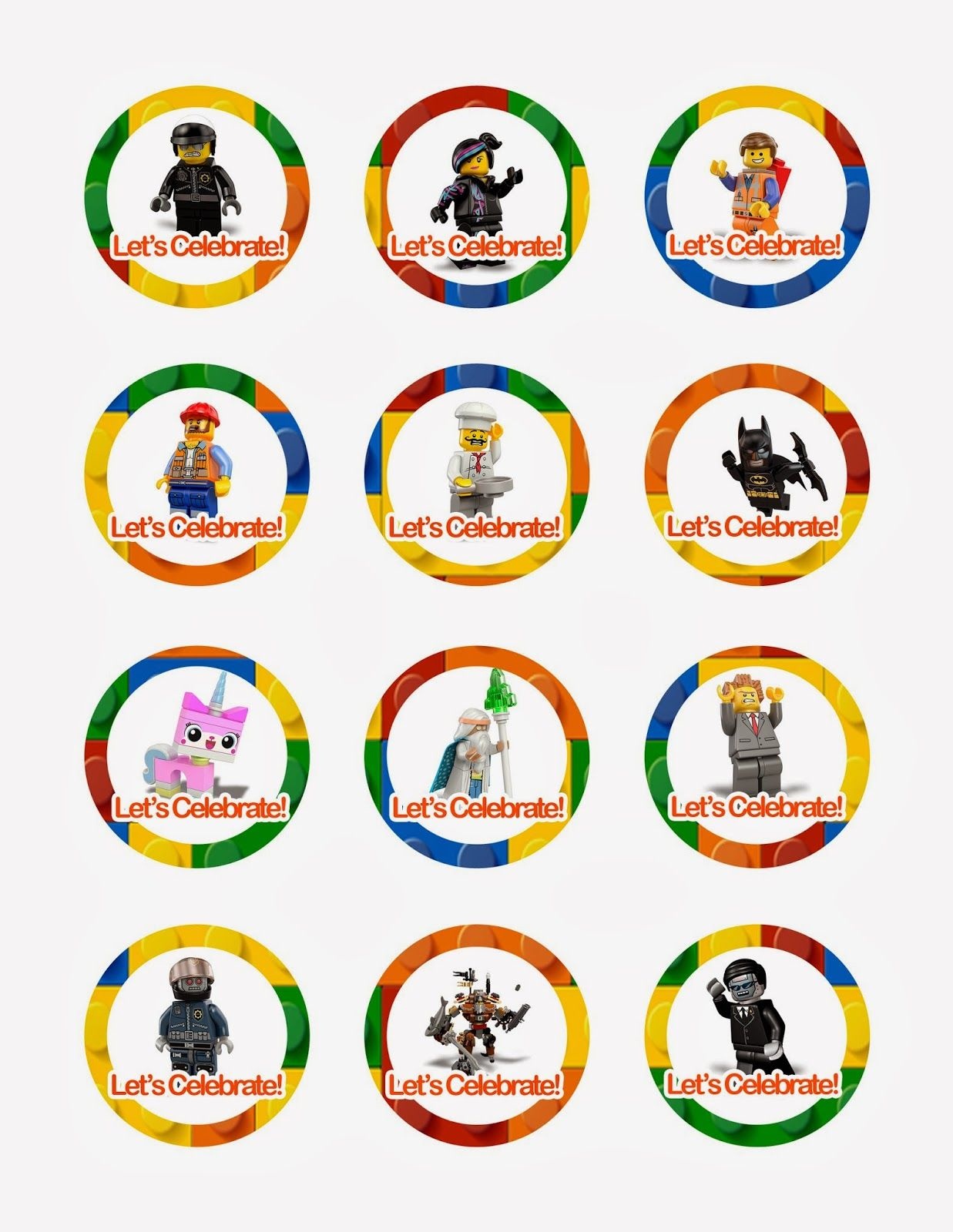 Lego Movie Cupcake Toppers - Free Printables, Also Has Peppa Pig - Free Printable Lego Cupcake Toppers