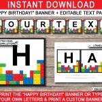 Lego Party Banner Template | Happy Birthday Banner | Editable Bunting   Free Printable Lego Banner