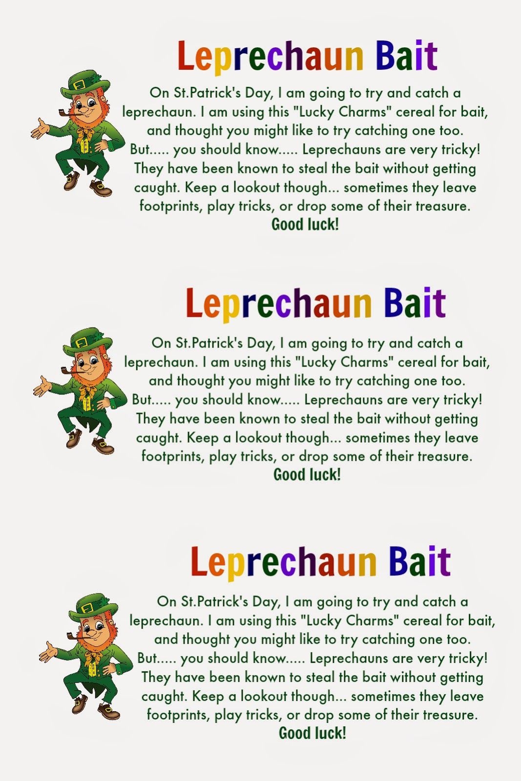 Leprechaun Notes Printables Free