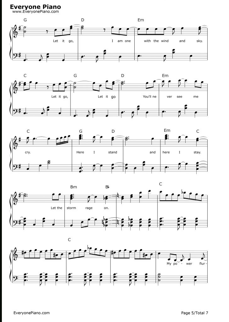 Let It Go Piano Sheet Music Free Printable