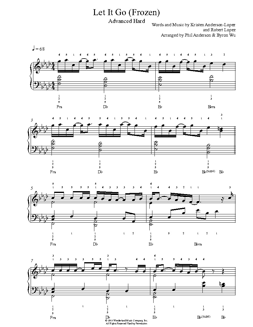 Let It Gofrozen Piano Sheet Music | Advanced Level - Let It Go Piano Sheet Music Free Printable