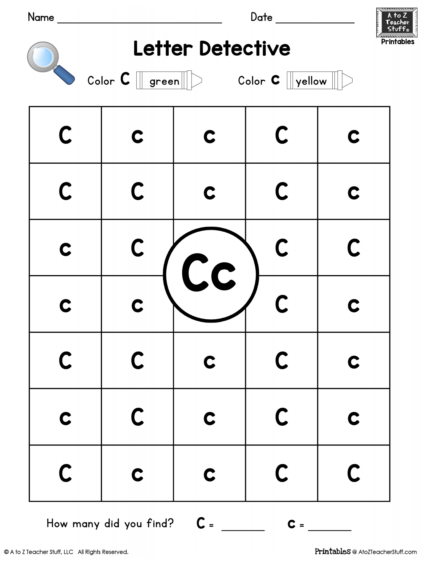 Letter C: Letter Detective Uppercase &amp;amp; Lowercase Visual - Free Printable Lower Case Letters
