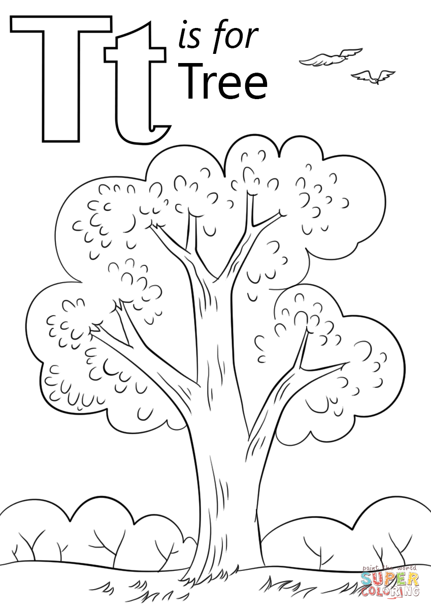 Letter T Is For Tree Coloring Page | Free Printable Coloring Pages - Tree Coloring Pages Free Printable