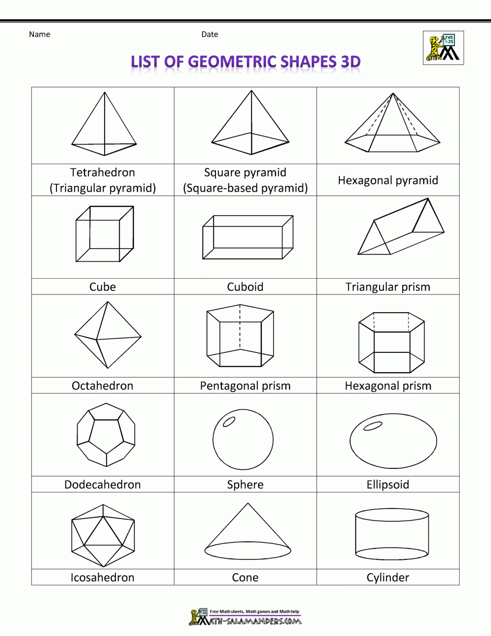 List Of Geometric Shapes - Free Printable Geometric Shapes