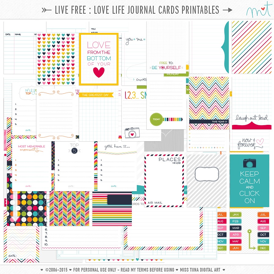 Live Free : Love Life » 73 Free Printable Journal Cards | Misstiina - Free Printable Personal Cards